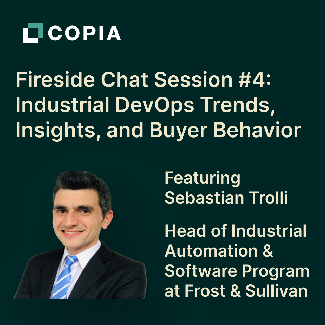 Sebastian Trolli, Head of Industrial Automation & Software Program at Frost & Sullivan, smiling in a suit and tie.