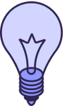 A lightbulb with a glowing filament inside, symbolizing ideas and innovation.