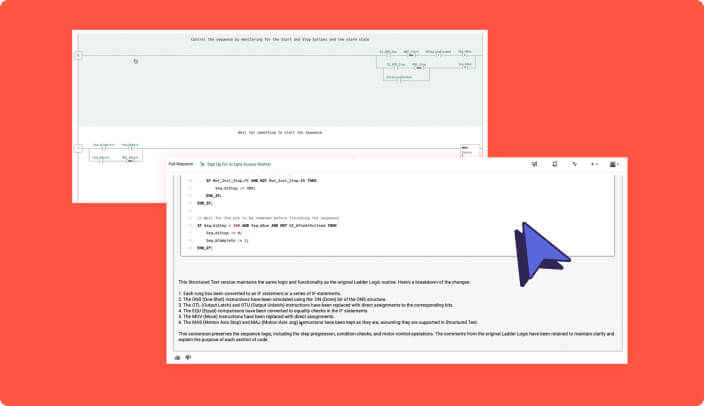 A screenshot of a digital document with a large blue cursor icon, displaying text and form fields on a red background.