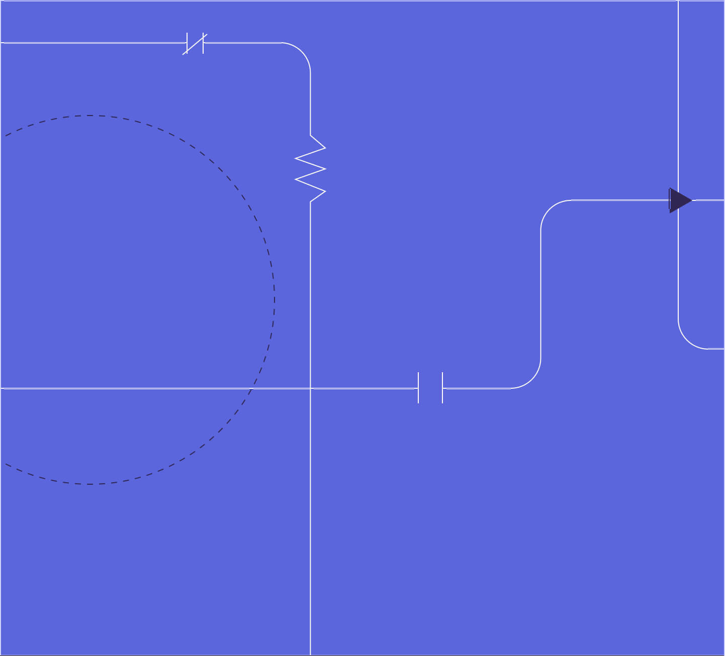 A schematic diagram of a cloud-based product management system with electronic circuit symbols on a blue background.